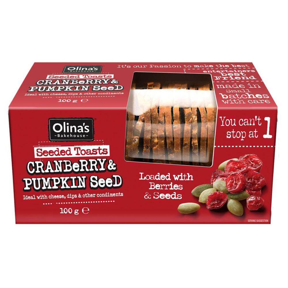 Olina's Bakehouse - Cranberry & Pumpkin Seed Toasts 100G